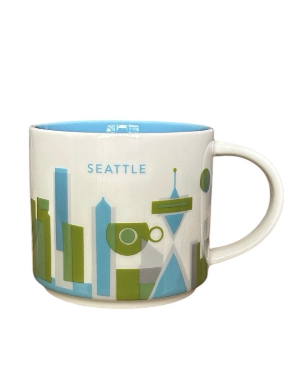 STARBUCKS Seattle You Are Here Mug 2017 Blue Green Skyline Coffee Cup 14 oz